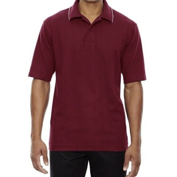 EXTREME EDRY Men's Needle Out Interlock Short Sleeve Polo T-Shirt Crimson Red - Picture 1 of 11